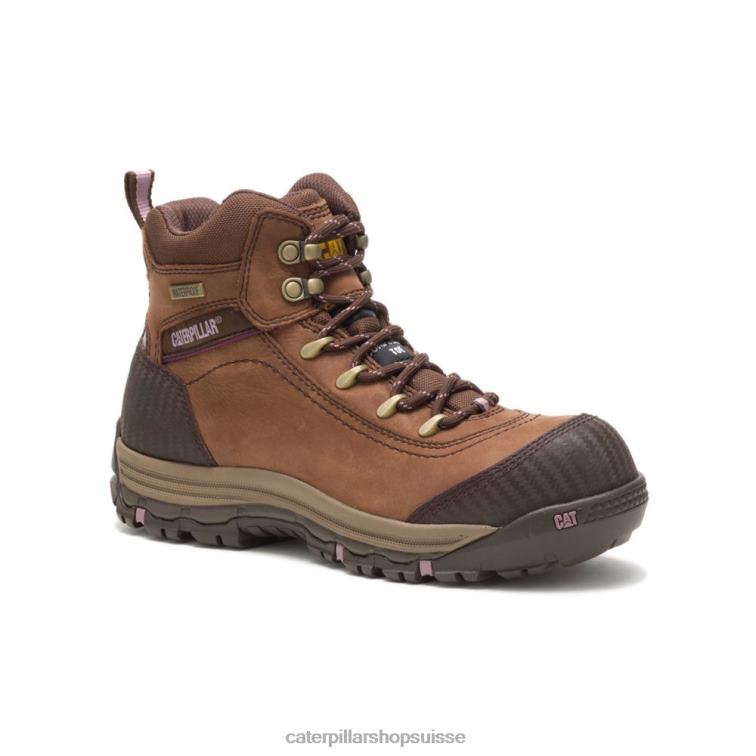Caterpillar botte de travail ally imperméable à embout composite brun femmes 0T2P8282 | bottes de travail