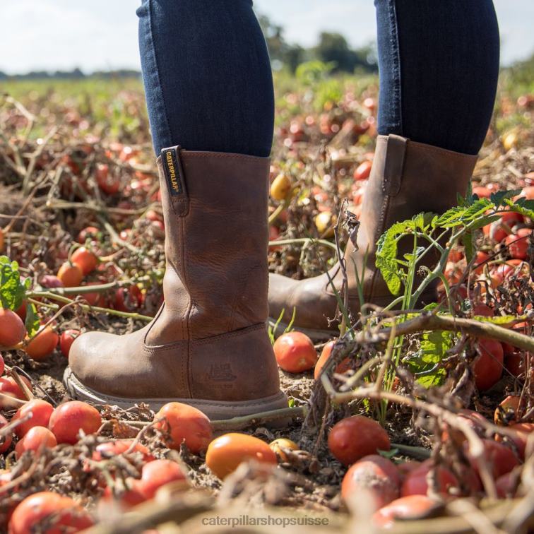 Caterpillar botte de travail revolver à embout d\'acier Beige foncé femmes 0T2P8272 | bottes de travail