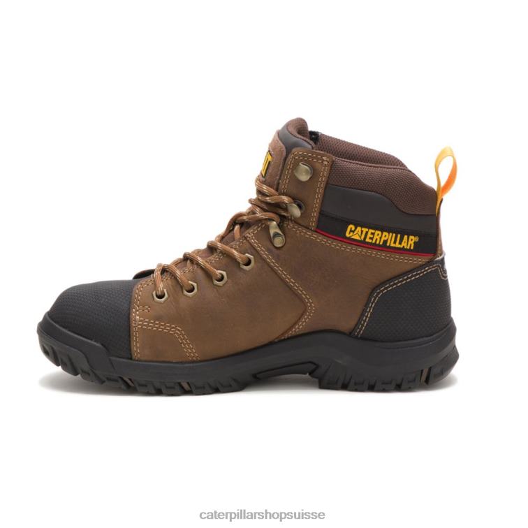 Caterpillar botte de travail wellspring imperméable à l\'eau avec protection métatarsienne à embout en acier vrai marron femmes 0T2P8281 | bottes de travail