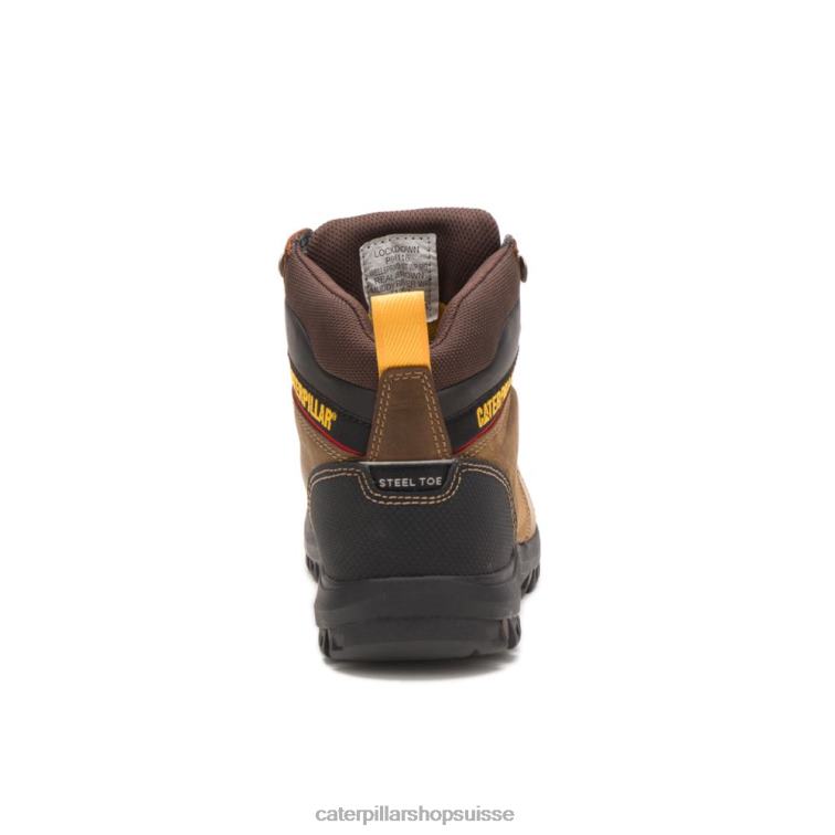 Caterpillar botte de travail wellspring imperméable à l\'eau avec protection métatarsienne à embout en acier vrai marron femmes 0T2P8281 | bottes de travail