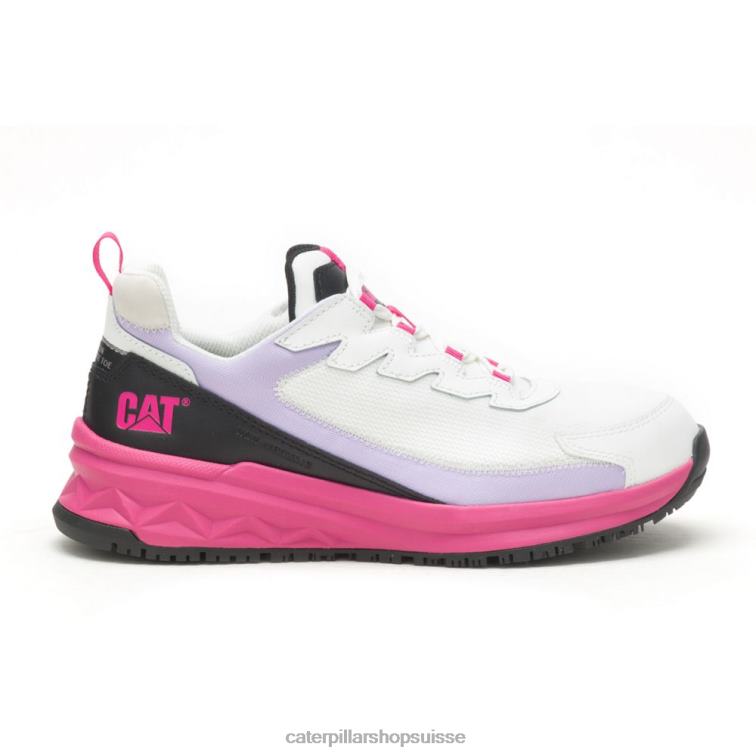 Caterpillar Chaussure de travail à bout en composite de carbone Stream Runner blanc brillant/noir femmes 0T2P8290 | chaussures de travail