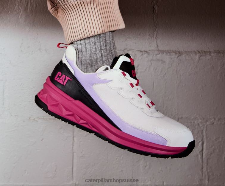 Caterpillar Chaussure de travail à bout en composite de carbone Stream Runner blanc brillant/noir femmes 0T2P8290 | chaussures de travail