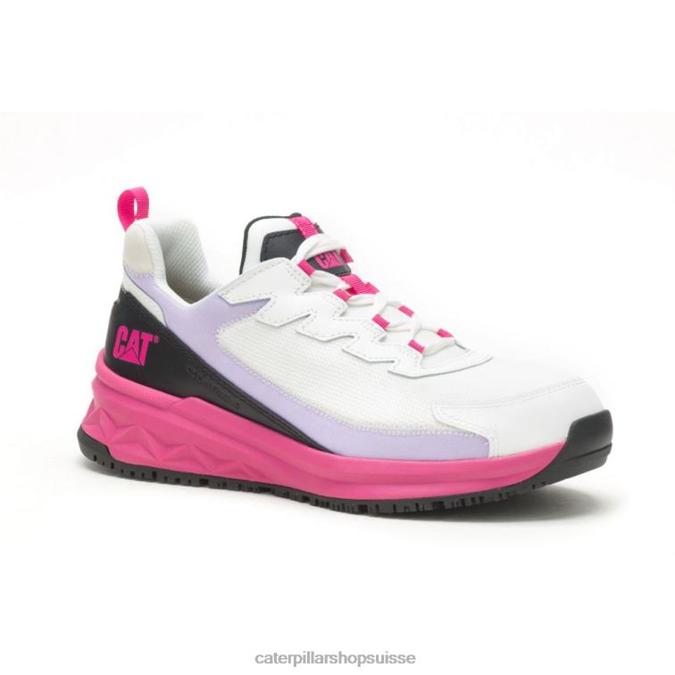 Caterpillar Chaussure de travail à bout en composite de carbone Stream Runner blanc brillant/noir femmes 0T2P8290 | chaussures de travail