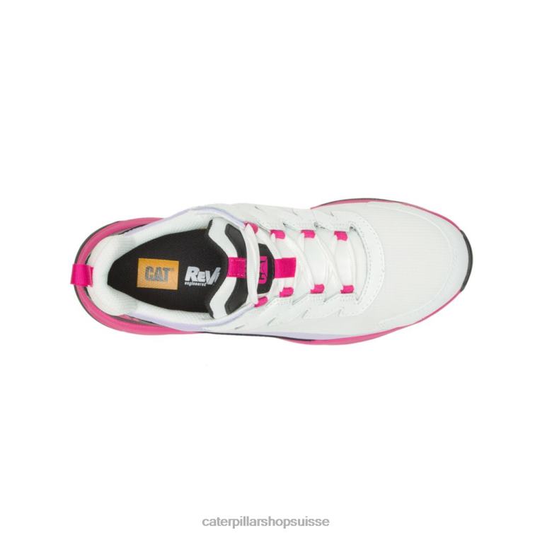 Caterpillar Chaussure de travail à bout en composite de carbone Stream Runner blanc brillant/noir femmes 0T2P8290 | chaussures de travail