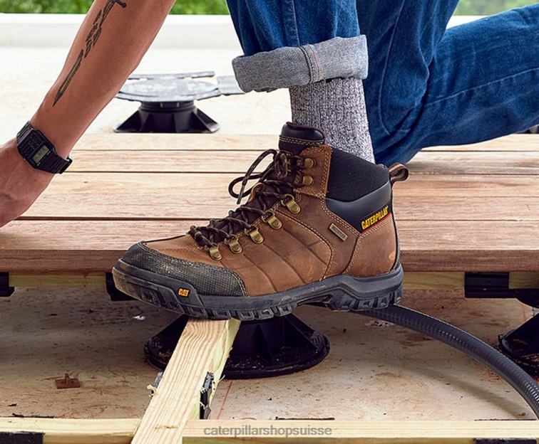Caterpillar Botte de travail à embout d\'acier imperméable à seuil noir Hommes 0T2P810 | bottes de travail