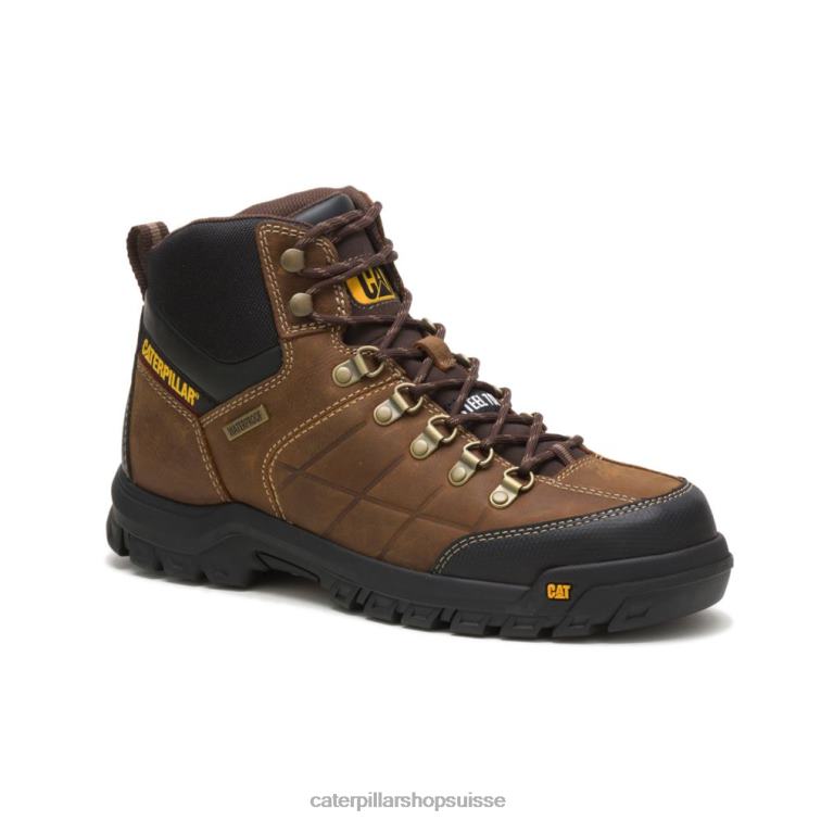 Caterpillar Botte de travail à embout d\'acier imperméable à seuil vrai marron Hommes 0T2P811 | bottes de travail