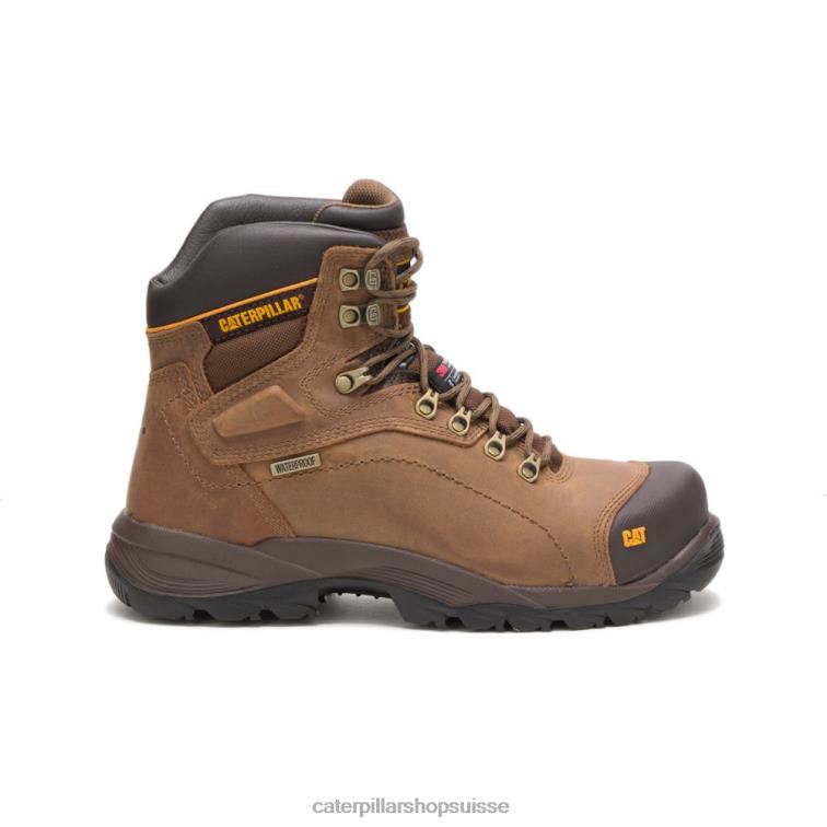 Caterpillar botte de travail à embout d'acier Thinsulate hi imperméable de diagnostic Beige foncé Hommes 0T2P842 | bottes de travail