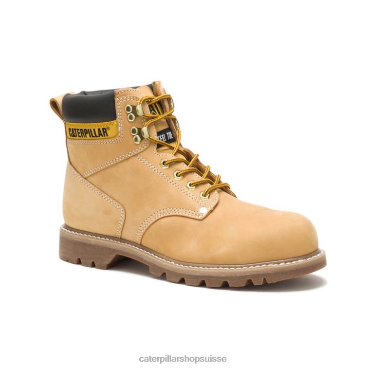 Caterpillar botte de travail à embout d\'acier de deuxième quart de travail nubuck miel Hommes 0T2P818 | bottes de travail