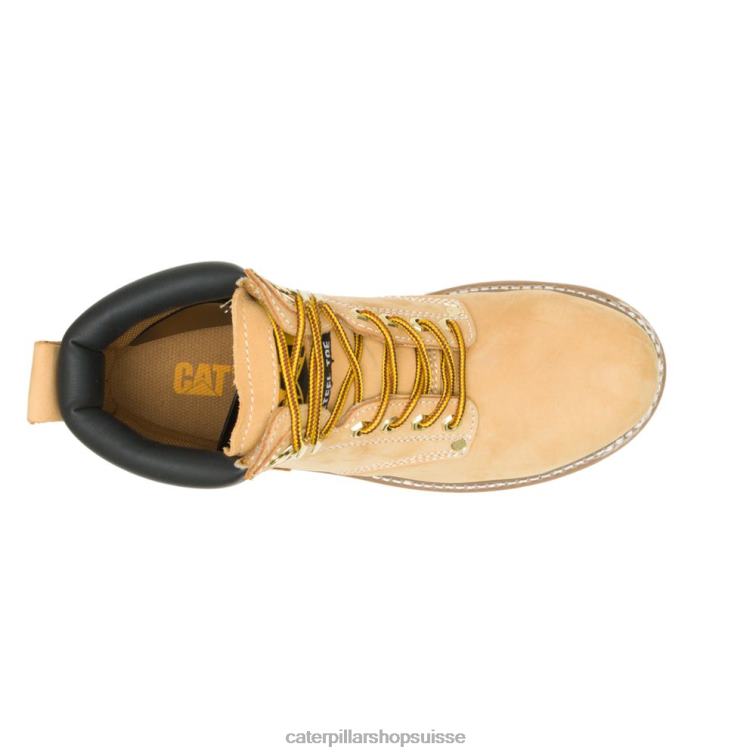 Caterpillar botte de travail à embout d\'acier de deuxième quart de travail nubuck miel Hommes 0T2P818 | bottes de travail