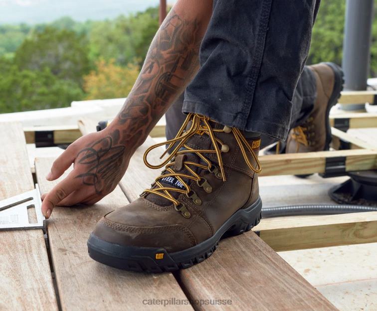 Caterpillar botte de travail à embout d\'acier phoque marron Hommes 0T2P863 | bottes de travail