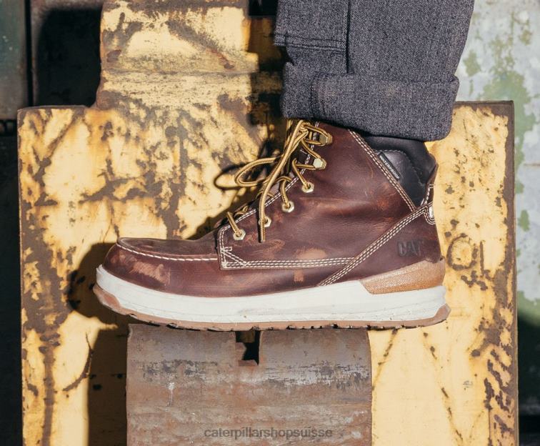 Caterpillar botte de travail à embout en composite de carbone imperméable aux chocs frère brun Hommes 0T2P844 | bottes de travail