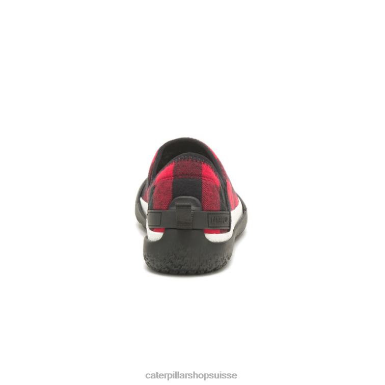 Caterpillar enfiler croisé plaid rouge Hommes 0T2P8170 | chaussures décontractées