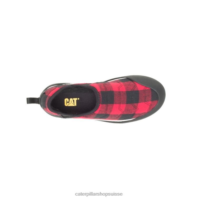 Caterpillar enfiler croisé plaid rouge Hommes 0T2P8170 | chaussures décontractées