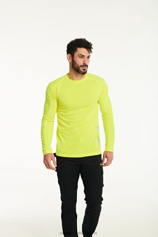 Caterpillar t-shirt coolmax à manches longues jaune haute visibilité Hommes 0T2P8233 | hauts et vêtements d\'extérieur