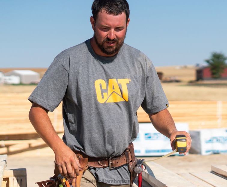 Caterpillar t-shirt à logo gris Hommes 0T2P8243 | hauts et vêtements d\'extérieur