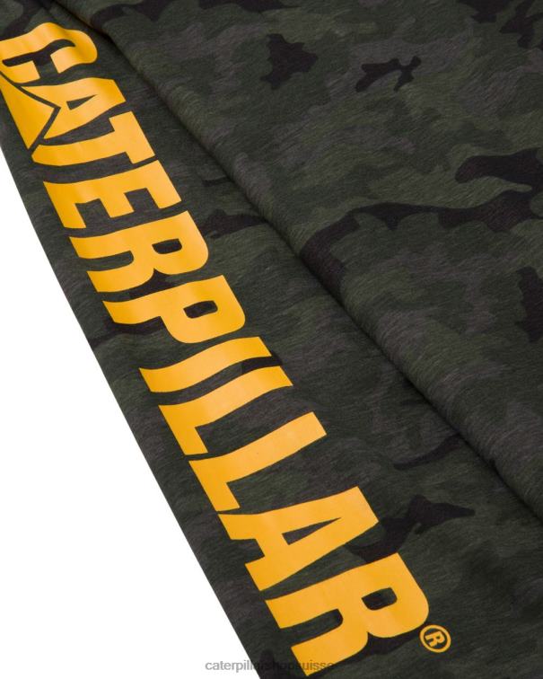 Caterpillar t-shirt à manches longues à bannière de marque camouflage de nuit Hommes 0T2P8226 | hauts et vêtements d\'extérieur