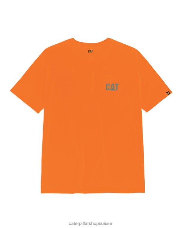 Caterpillar t-shirt à poche haute visibilité orange Hommes 0T2P8214 | hauts et vêtements d\'extérieur