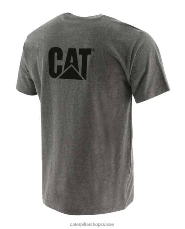 Caterpillar t-shirt à poche à logo gris chiné foncé Hommes 0T2P8235 | hauts et vêtements d\'extérieur