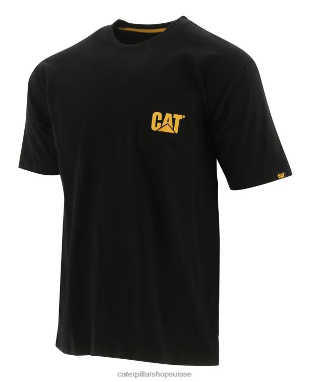 Caterpillar t-shirt à poche à logo noir Hommes 0T2P8234 | hauts et vêtements d'extérieur