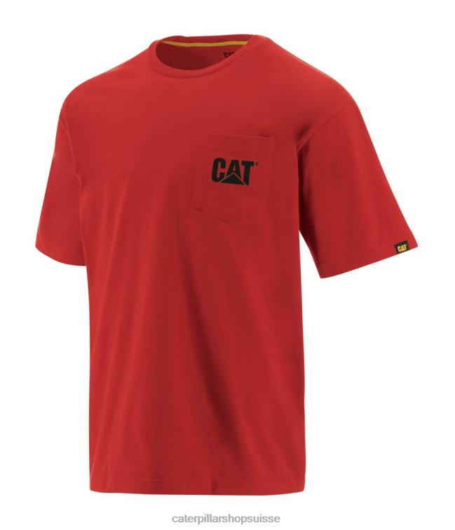Caterpillar t-shirt à poche à logo rouge Hommes 0T2P8236 | hauts et vêtements d'extérieur