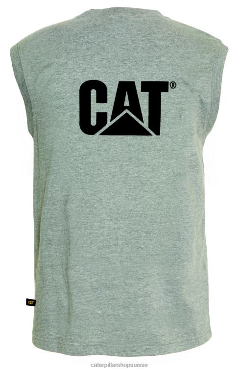 Caterpillar t-shirt à poche sans manches gris chiné Hommes 0T2P8231 | hauts et vêtements d\'extérieur