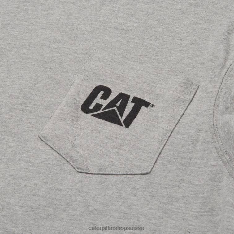 Caterpillar t-shirt à poche sans manches gris chiné Hommes 0T2P8231 | hauts et vêtements d\'extérieur