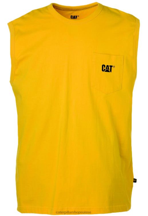 Caterpillar t-shirt à poche sans manches jaune Hommes 0T2P8232 | hauts et vêtements d'extérieur